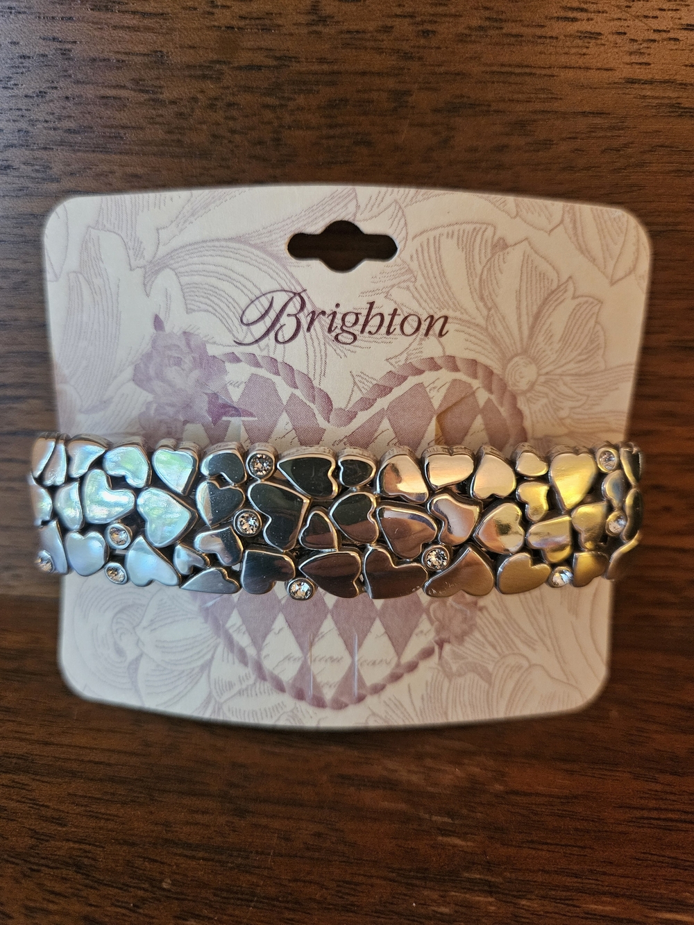 Brighton Silver-plated Le Beau Heart Barette with Crystal Accents